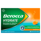 Berocca Hydrate Electrolytes + B Vitamins Orange Effervescent 20 Tablets